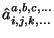 $\hat a_{i,j,k,\ldots}^{a,b,c,\ldots}$