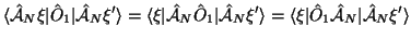 $\displaystyle \langle\hat{\cal A}_N\xi\vert\hat O_1\vert\hat{\cal A}_N\xi'\rang...
...i'\rangle
= \langle\xi\vert\hat O_1\hat{\cal A}_N\vert\hat{\cal A}_N\xi'\rangle$