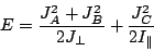 \begin{displaymath}
E = \frac{J_A^2+J_B^2}{2J_{\bot}} + \frac{J_C^2}{2I_{\Vert}}
\end{displaymath}