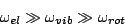 \begin{displaymath}
\omega_{el} \gg \omega_{vib}\gg \omega_{rot}
\end{displaymath}